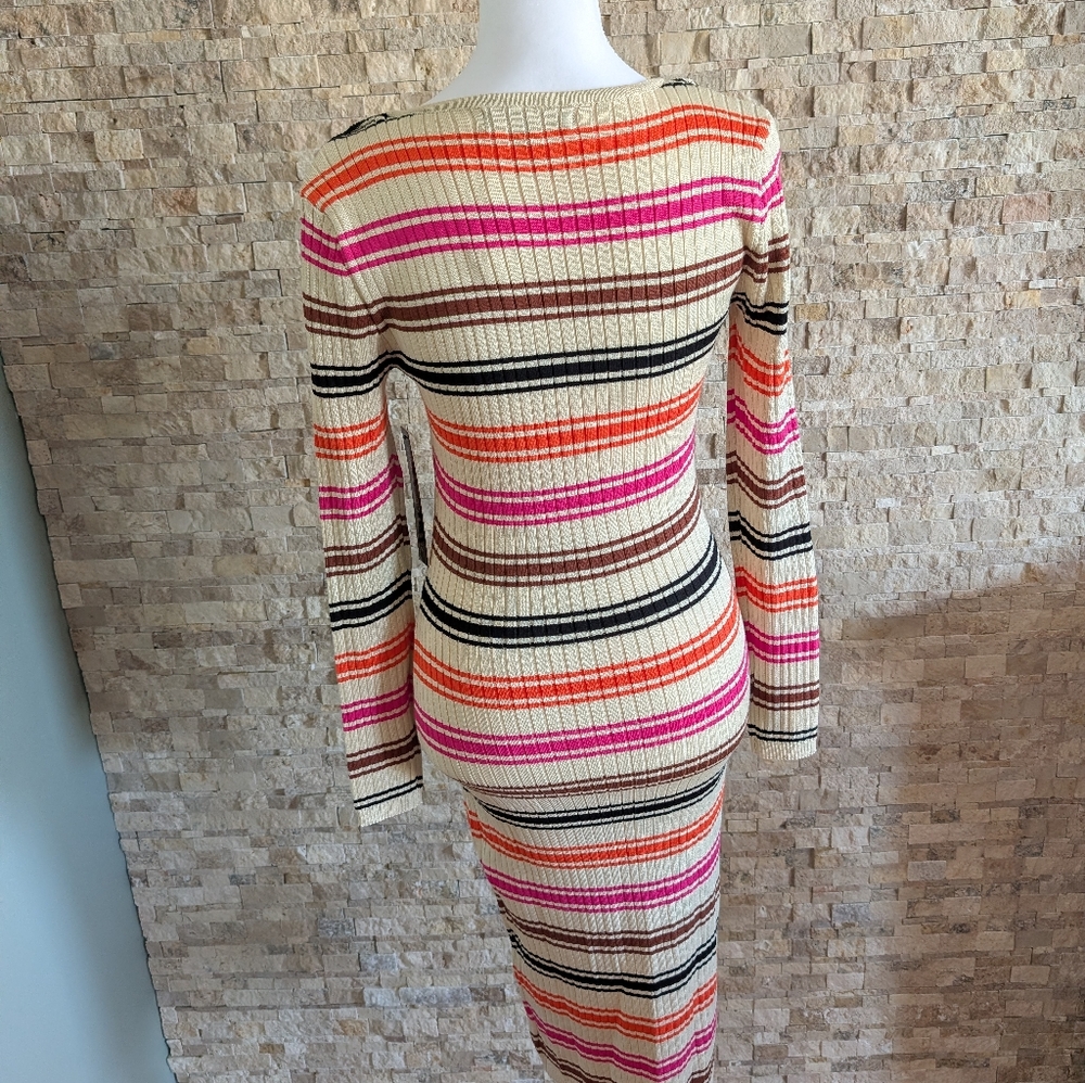 NWT Bodycon Striped Midi Sweater Dress Faux  Coordinating Shrug Top Y2K 1X XL image 3